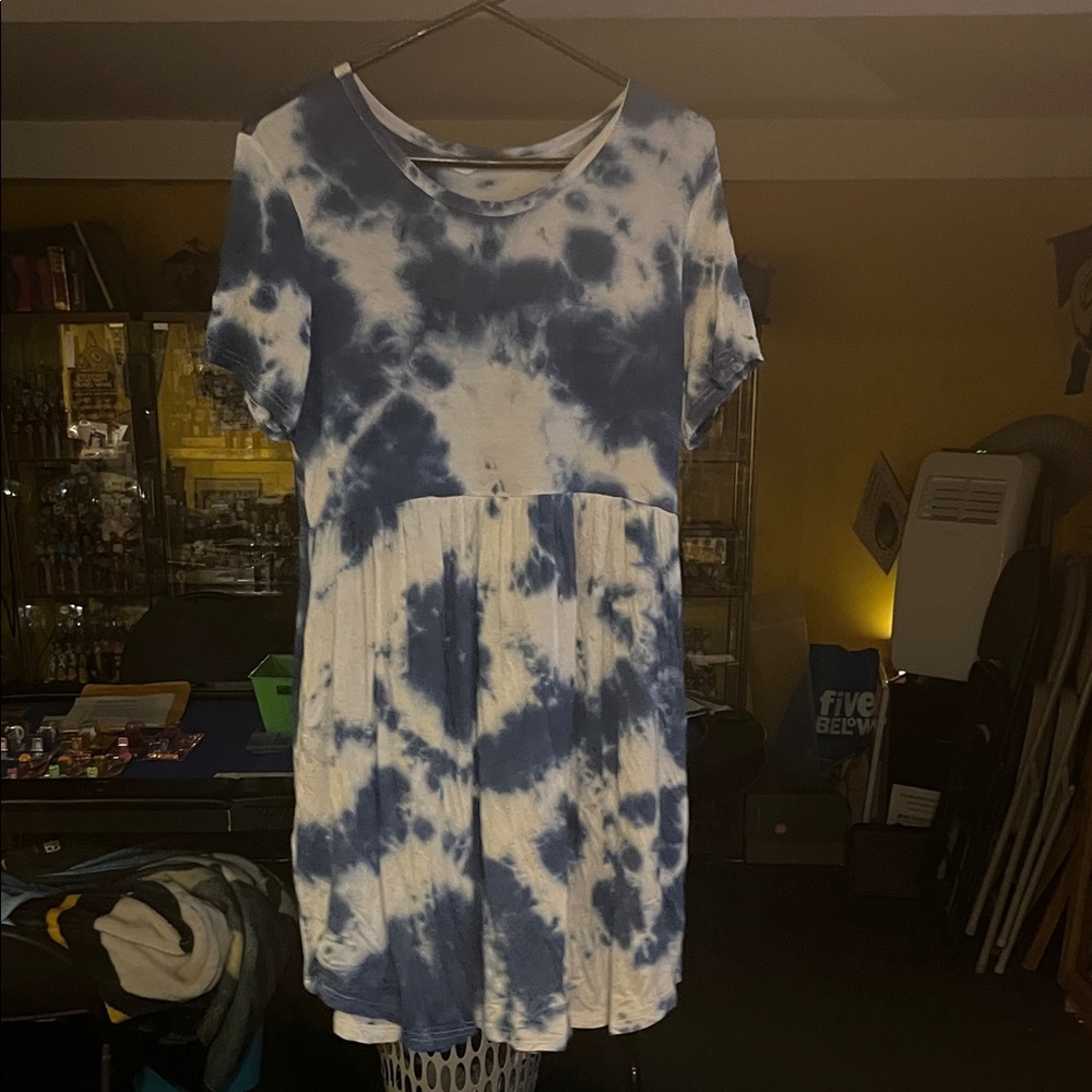 Blue Tie-Dye Midi Dress